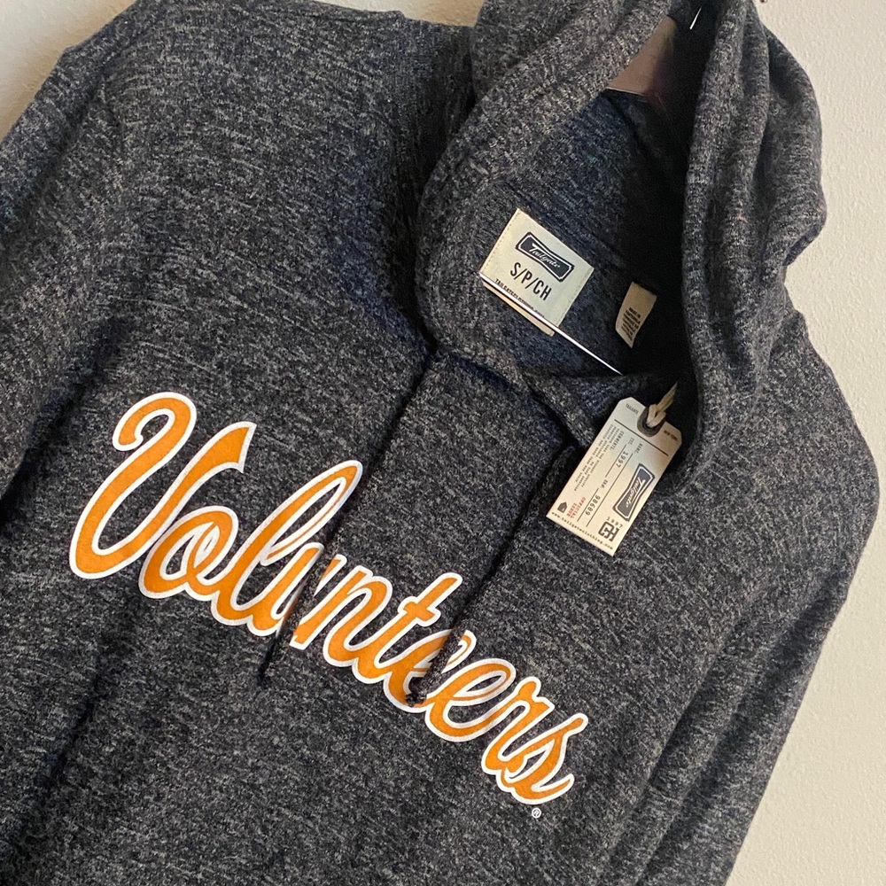 Tailgate Volunteers Gray LongSleeve Hoodie Tunic/Dress Kangaroo Pocket Small NWT